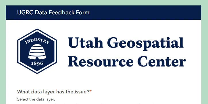 A screenshot of the UGRC Data Feedback Form header